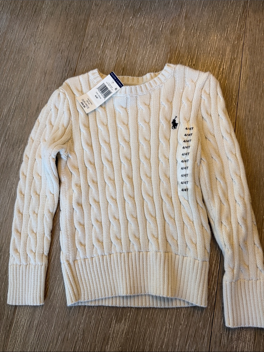Ralph Lauren Cream Cable-Knit Crew Sweater